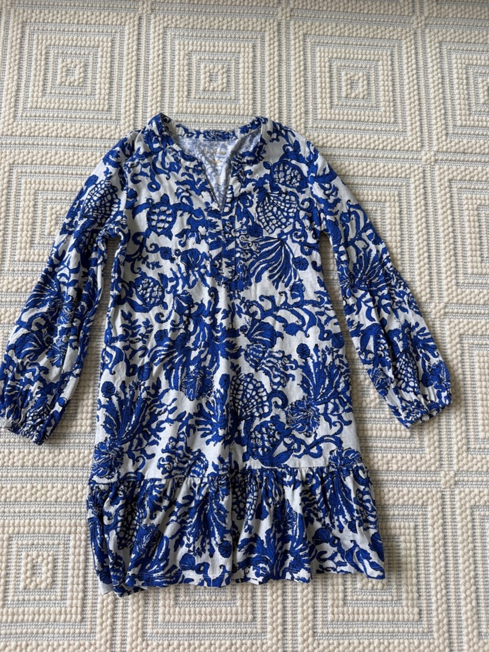 Lilly Pulitzer Blue and White Floral Casual Dress